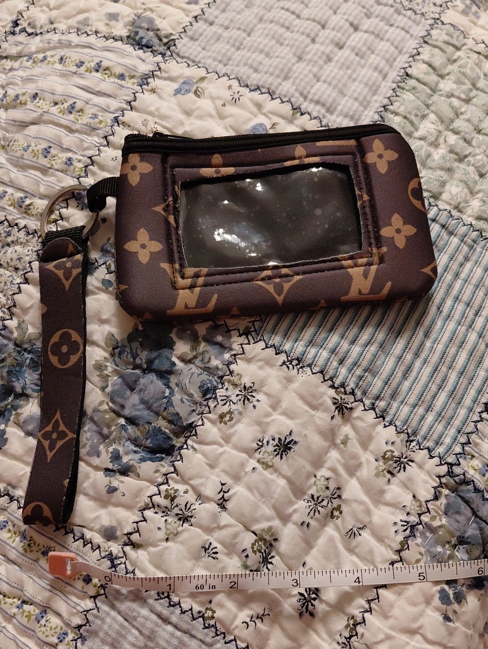 Brown Monogram Wristlet Phone Case with Clear Window